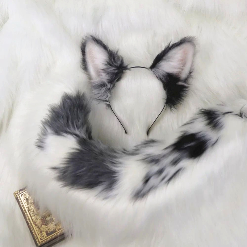 Pet Portrait Custom - カスタムハロウィン犬用ボーダーコリー耳ヘアフープヘッドウェアテールグレーブラックホワイトアニメロリータコスプレコスチュームアクセサリー