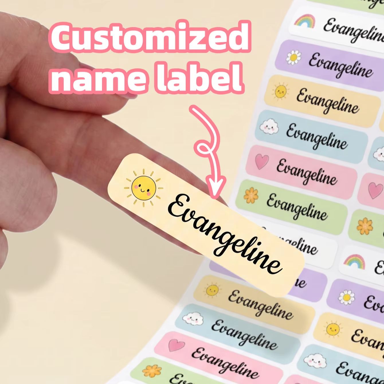 Personalized Name Box - 1-220枚のカスタム名入りステッカー、水筒、収納ボックス、ヘッドホンケース、キャンプ用品用の防水名札