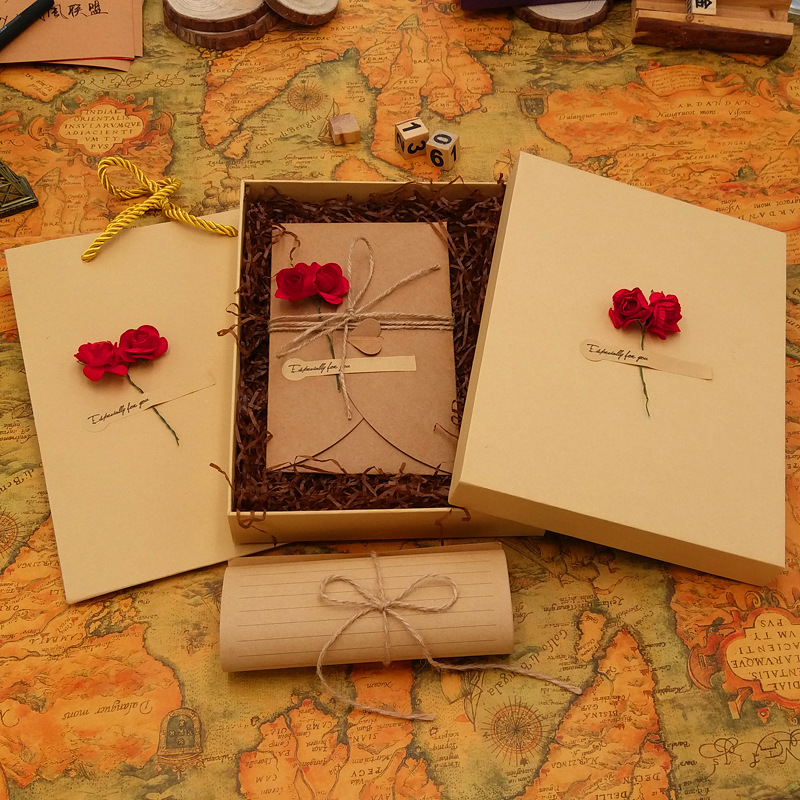 Wax Seal Letter Kit - ロマンチックな花の装飾封筒,レトロな文房具カード,紙のパッケージ,ギフトボックスの招待状,お土産