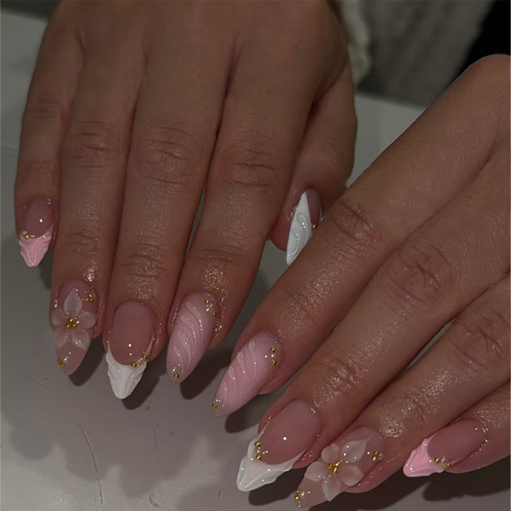 24個/セット ロングアーモンドフラワー ピンクとホワイトの - Pressed Flower Art のレビューと価格