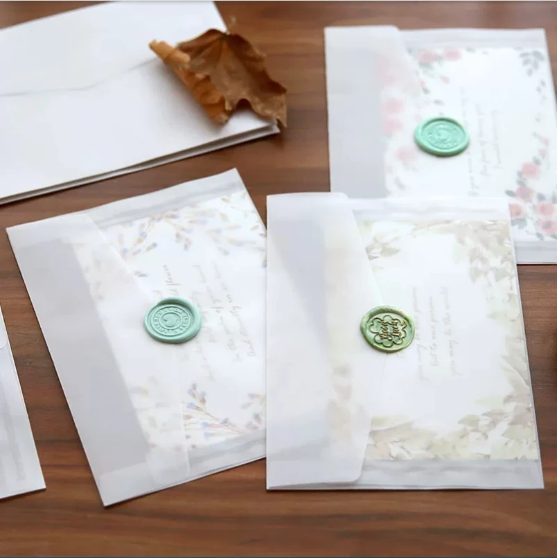 A5 A6 硫酸紙 半透明封筒 結婚式招待状 透明レターエン - Wax Seal Letter Kit のレビューと価格
